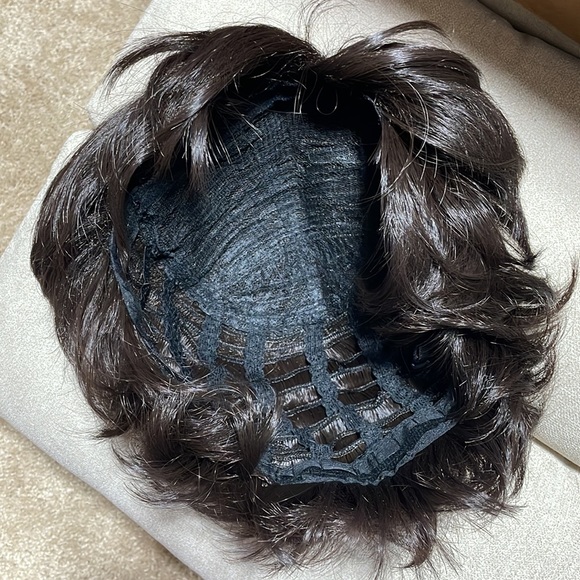 NWT 9” BROWNBLACK almost black darkest brown short side part natural men/women - Picture 6 of 8